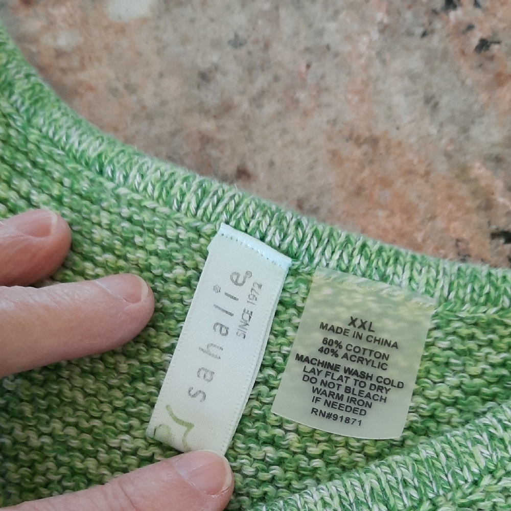 sahalie Light Heather Green Crewneck Sweater - Picture 2 of 6